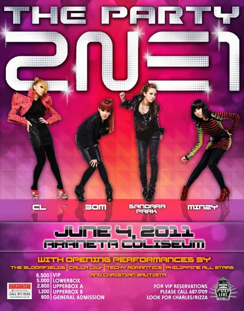 The poster for 2NE1’s The Party at Araneta Coliseum, June 2011